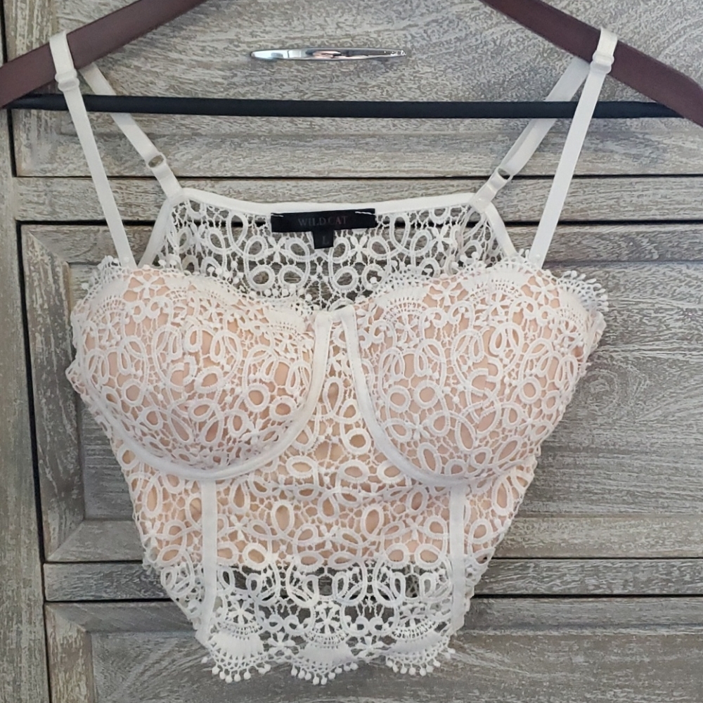 Large White Lace Bustier Top